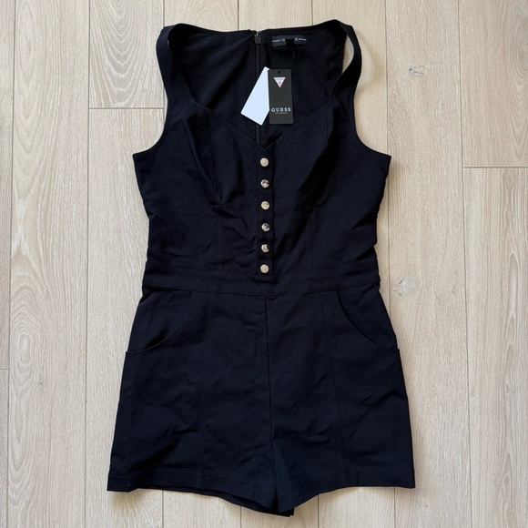 GUESS JEANS Courtney Romper Jumpsuit Women’s Size 8 Black NWT - Picture 3 of 13